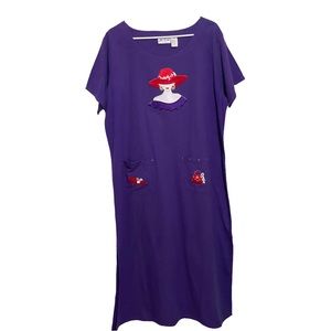 Red hat society maxi-dress pre-owned Purple Appliqué Lady in Red XL